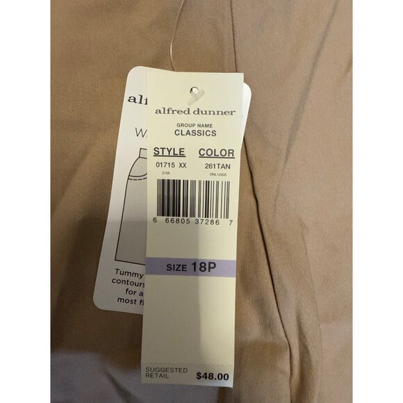 Alfred Dunner Womens Allure Slimming Waistband Pants Tan Size 18P Modern Fit - Picture 6 of 7
